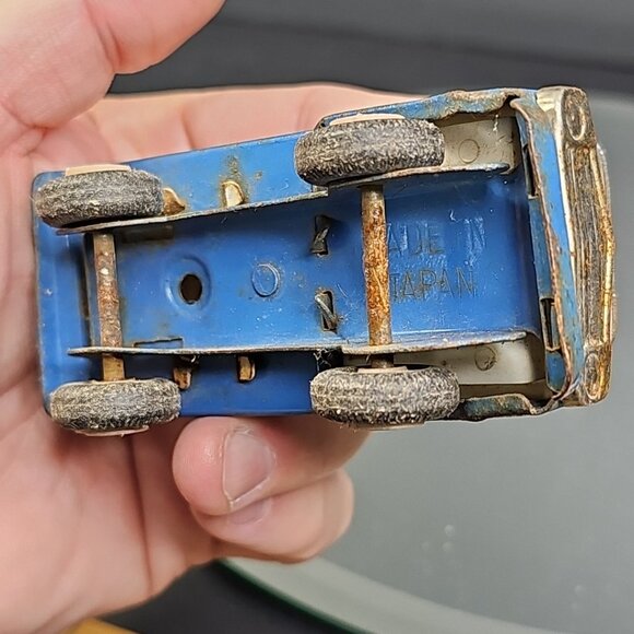 Vintage Japan Made Pressed Steel Cab Over Engine Blue Tow Truck Japanese - Picture 6 of 8